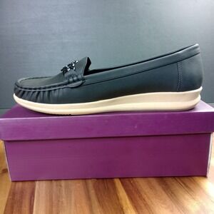 Gloria Vanderbilt Amanda‎ Slip On Black Loafer Womens Sz 9 Faux Vegan Leather